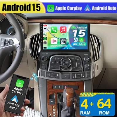 Rádio estéreo para carro 4+64GB para Buick Lacrosse 2010-2013 Android 15 Apple Carplay - Imagem 1 de 4