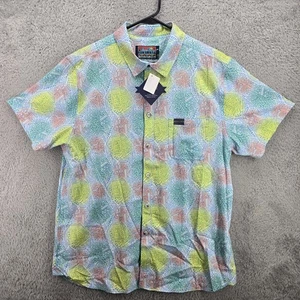 Burlebo Shirt Mens Large Multicolor Mayan Pattern Performance Stretch Button Up - Picture 1 of 12