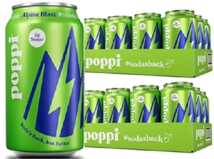 Poppi Alpine Blast, 12 flüssige Unzen, 2 Packungen mit 12 Dosen (insgesamt 24 Dosen) präbiotische Soda - Bild 1 von 1