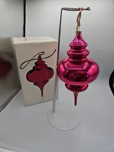 Department 56 Merkur Glas Träne Tropfen Endstück Fuscia rosa mundgeblasen Ornament Vintage - Bild 1 von 6