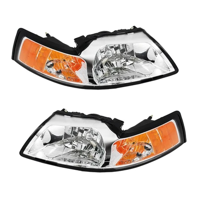 Headlights Fit For Ford Mustang 1999-2004 Halogen Replacement Headlamps LH RH Foto 1 de 4
