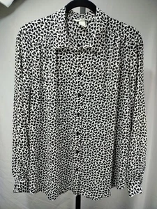 Camicetta camicia leggera con colletto H&M bianca e nera con bottoni, taglia L - Foto 1 di 21