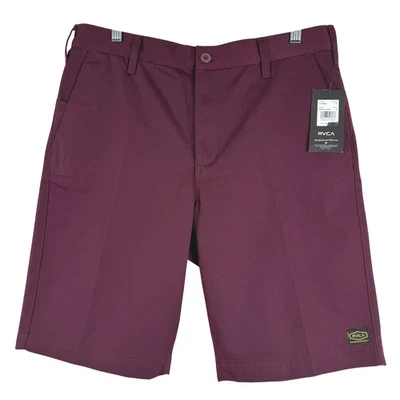 Pantalones Cortos RVCA Americana Fit Para Hombre Talla 33 Borgoña Poliéster Algodón Nuevos con Etiquetas SS-2129 Foto 1 de 4