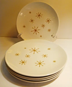 5er Set Vintage MCM Royal China Star Glow Speiseteller Starburst 10" - Bild 1 von 8