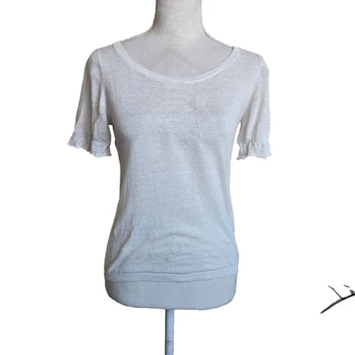 Camiseta Reformation Womena Blanca Lino Cómoda Manga Corta Tejida Talla Pequeña Foto 1 de 4