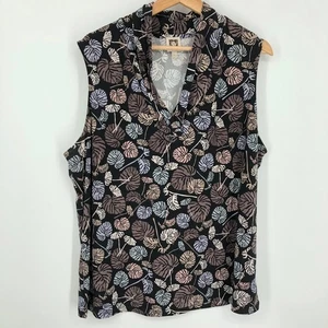 Anne Klein Damen Top Größe 2X Ärmellos Braun Blättermuster Herbst Herbst Stretchig - Bild 1 von 10