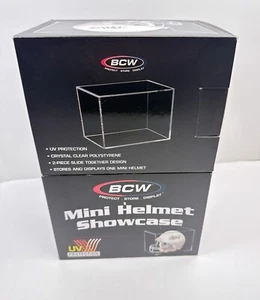 Paar BCW Mini Helm Vitrine mit UV - Bild 1 von 3