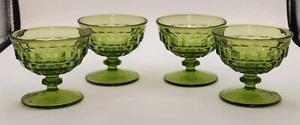 VTG Set Of 4 Indiana Colony Whitehall Avocado Green Champagne/Sherbet Glasses - Picture 1 of 6