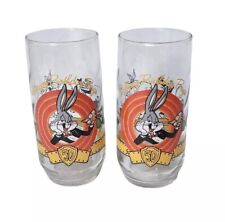 Happy Birthday Bugs Bunny 50th Anniversary Glasses Vtg Drinkware 1990 Set of 2