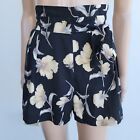 Valleygirl Black Cream Floral Print Paperbag Elastic Waist Summer Shorts Size 10