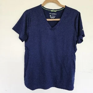 Healing Hands HH Works Size S Navy Blue Scrub Top Inset Pockets - Picture 1 of 6