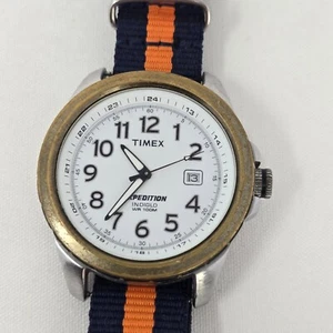 Reloj de cuarzo para hombre Timex Expedition 905 N1 WR100M bisel dorado esfera blanca lona - Imagen 1 de 10