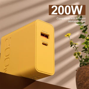 200W Super Fast Charge Wall Charger Adapter USB + Type C Universal Charger - Picture 1 of 7