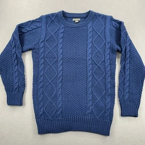 Maglione Eddie Bauer uomo M blu intenso maglia cavo pescatore in ottime condizioni - Foto 1 di 10