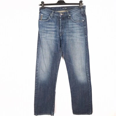 Pantalones de mezclilla para hombre ARMANI JEANS talla W32 L32 regular recto azul algodón efecto desvanecimiento Foto 1 de 4