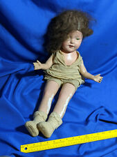 Huge Antique Composition Doll 27" Big Head Sleepy Eye Real Hair Wig Jointed Arms