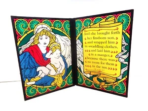 VIDRIERAS YORKRAFT SERIGLASS DE COLECCIÓN 1978 2 PANELES MADONNA Y JESUS INFANT EE. UU. - Imagen 1 de 5