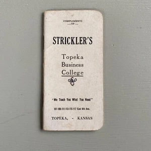 Vintage Strickler's Topeka Business College Advertising Pocket Notebook 1921 - Picture 1 of 3