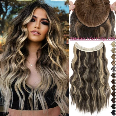 Secret Wire in Hair Extensions Hidden Head Band One Piece Thick Wavy as Human UK - Image 1 of 4