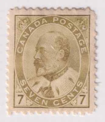 Canada Scott #92 King Edward VII 7c Stamp MOGHR XF Centered CV $225 - Image 1 of 2