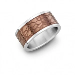 CEM Edelstahl Ring Gr. 66 Herren Schmuck IP coffee silber-farbig braun ST6-148