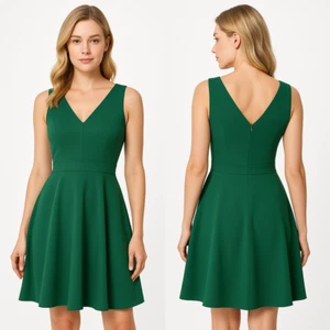 Grace Karin Green VNeck Waistband Back Zipper Sleeveless Fit And Flare Dress XXL - Picture 1 of 7