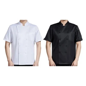 Chef Coat Chef Clothes Short Sleeve Top Executive Shirt Comfortable Chef Jacket - Picture 1 of 34