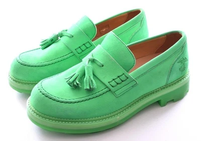 Mocasines John Fluevog x Anna Sui Lindy gamuza verde brillante con borla EE. UU. 8 USADOS EN EXCELENTE ESTADO Foto 1 de 4