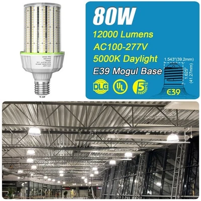 80W LED Corn Light Bulb E39 Mogul Base for Wearehouse Factory Shop Parking Lot - Image 1 of 4