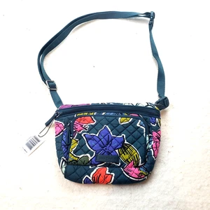 Vera Bradley Bauchtasche Hüfttasche Crossbody fallende Blumen grün gesteppt NEU - Bild 1 von 9
