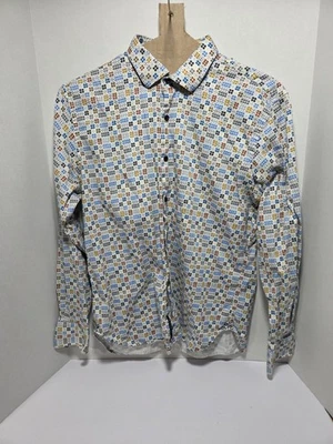 Camisa para hombre Luchiano Visconti talla S manga larga blanca azul gris Foto 1 de 4
