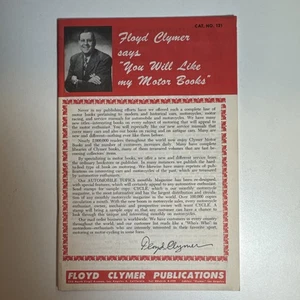 Catalogo libri motore popolari vintage Floyd Clymer Los Angeles California n. 121 - Foto 1 di 5