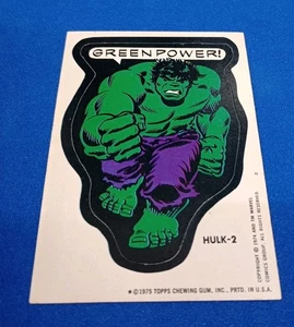 Tarjeta adhesiva 1975 Topps Super Marvel Comic Book Heroes "HULK-2" ¡Bonita! - Imagen 1 de 2