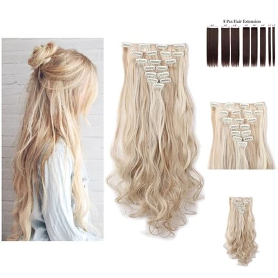 Clip in Extensions wie Echthaar günstig Haarteile 8 Tresssen 18 Clips für kom... - Bild 1 von 2