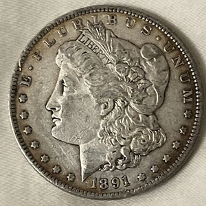 Better 1891 Morgan Silver Dollar - 90% US Coin XF Details (cleaned) - Picture 1 of 6