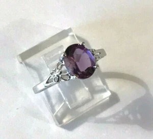 Ring Sterlingsilber ovaler Amethyst farbig - Größe 8,25 - Bild 1 von 5