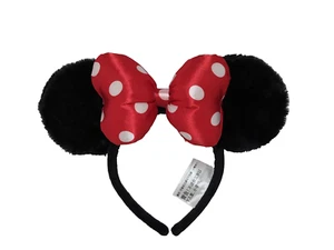 Cerchietto orecchie peluche Disney Parks Minnie Mouse classico rosso e bianco fiocco a pois - Foto 1 di 2