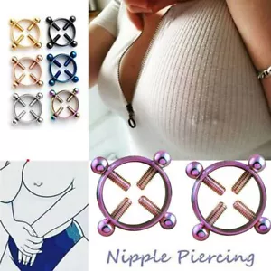 1 Pair Nipple Ring Shield Non-Piercing Body Jewelry Fake Piercing Women Sexy - Picture 1 of 33
