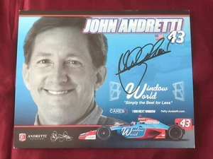 Autogramm JOHN ANDRETTI (†2020)-Window World-handsigned-Indianapolis-USA-AK A4 - Picture 1 of 2