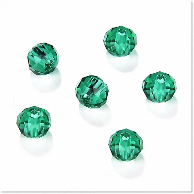 10mm Green Crystal Glass Beads - 200pcs Briolette Faceted Rondelle Spacer Beads - Image 1 of 4