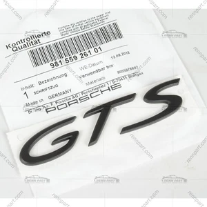 Genuine Porsche Matte Black GTS Rear Hood Script Emblem Logo 981 991 - Foto 1 di 2