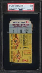 1957 World Series Game 7 Ticket Stub PSA 2 Yankees Braves - Picture 1 of 2