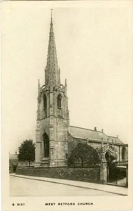 REAL PHOTOGRAPHIC POSTCARD OF WEST RETFORD CHURCH, NOTTINGHAMSHIRE BY W H SMITH - Picture 1 of 2