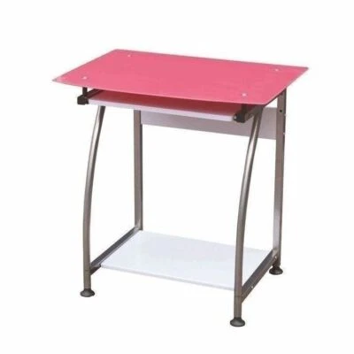 Bandeja de teclado con soporte de mesa para computadora portátil escritorio portátil con tapa de vidrio rosa Foto 1 de 3