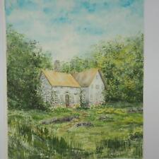 Watercolor Painting Country Cottage Flower Garden