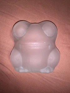 Frosted Glass Frog Paper Weight Windowsill Sitter clear art toad 3 1/4" tall - Picture 1 of 4