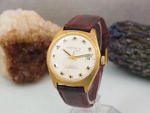 Kienzle Life 17Jewels Men's Watch Approx. 35 MM Steel Gold Plated Date Vintage - Picture 1 of 6
