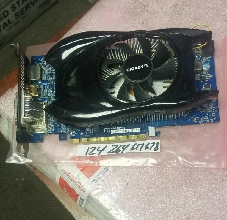 Gigabyte PCIe Video Card HDMI DVI GV-R577UD-1GD Rev 2.1 TESTED WORKING 30 DAYS - Image 1 of 1
