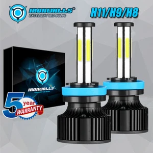 6 Sides LED Headlight Kit H11 H8 H9 High or Low Beam Fog Light Bulbs Super White - Picture 1 of 12