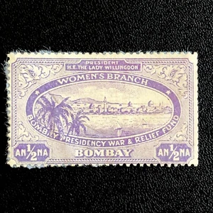 1914-18 WW1 INDIA BOMBAY WOMEN’S BRANCH WAR & RELIEF FUND STAMP-CINDERELLA-MH - Picture 1 of 3